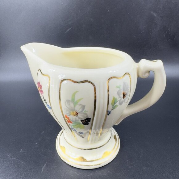 Vintage 1930s Porcelier Painted Creamer Small Pitcher USA Floral Pattern Antique - Picture 11 of 12